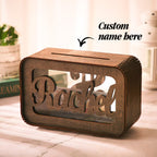Personalized Name Money Bank Wood Piggy Banks - DiyGiftly