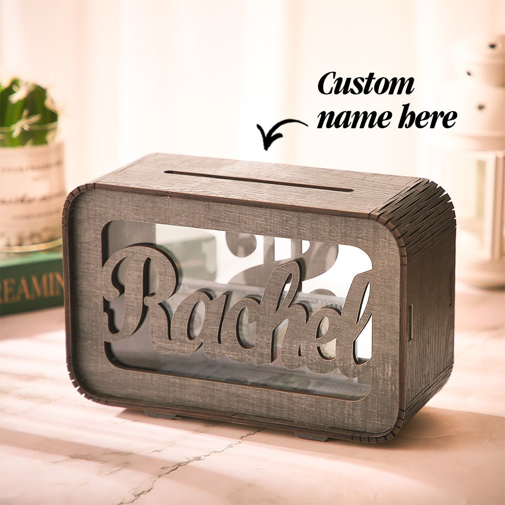 Personalized Name Money Bank Wood Piggy Banks - DiyGiftly