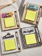 Personalized Name Sticky Note Wooden Holder with Pen Appreciation Gift for Teacher - DiyGiftly