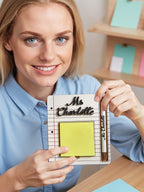 Personalized Name Sticky Note Wooden Holder with Pen Appreciation Gift for Teacher - DiyGiftly