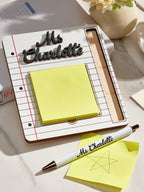 Personalized Name Sticky Note Wooden Holder with Pen Appreciation Gift for Teacher - DiyGiftly