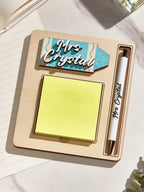 Personalized Name Sticky Note Wooden Holder with Pen Appreciation Gift for Teacher - DiyGiftly