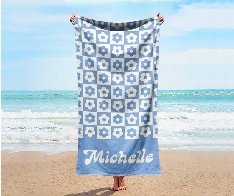 Personalized NEW Style Pattern in Retro style Beach towel with Name, Custom beach towel gift, Birthday Anniversary Gift 62350848 - DiyGiftly