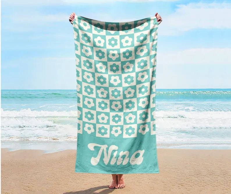 Personalized NEW Style Pattern in Retro style Beach towel with Name, Custom beach towel gift, Birthday Anniversary Gift 62350848 - DiyGiftly