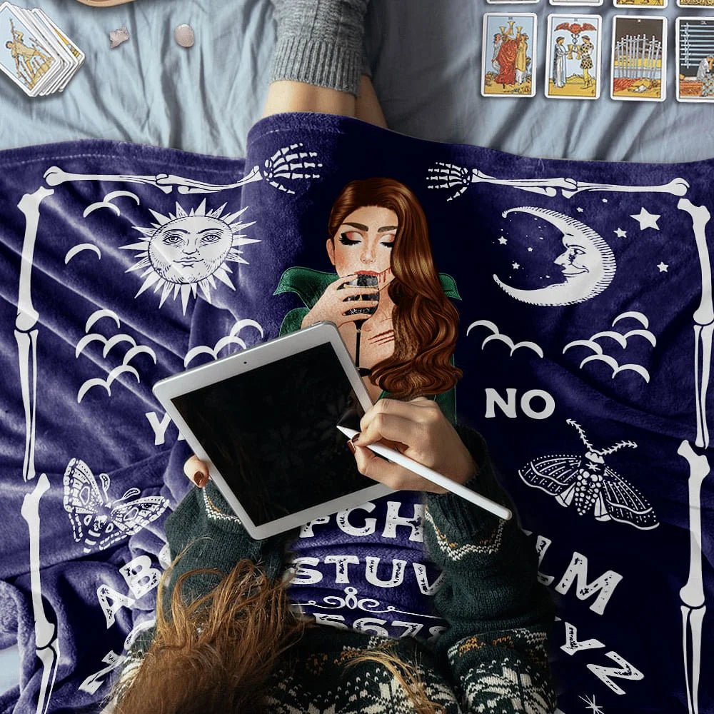 Personalized Ouija Board Witch Design Soft Throw Blanket with Name Halloween Home Decor Gift for Family 48329216 - DiyGiftly
