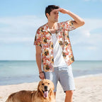 Personalized Palm Flower Fruit Men’s Hawaiian Shirt with Custom Face Photo – Funny Beach Party Outfit, Summer Birthday Gift, Vacation Wear for Pet Lovers 97740800 - DiyGiftly