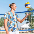 Personalized Palm Flower Fruit Men’s Hawaiian Shirt with Custom Face Photo – Funny Beach Party Outfit, Summer Birthday Gift, Vacation Wear for Pet Lovers 97740800 - DiyGiftly