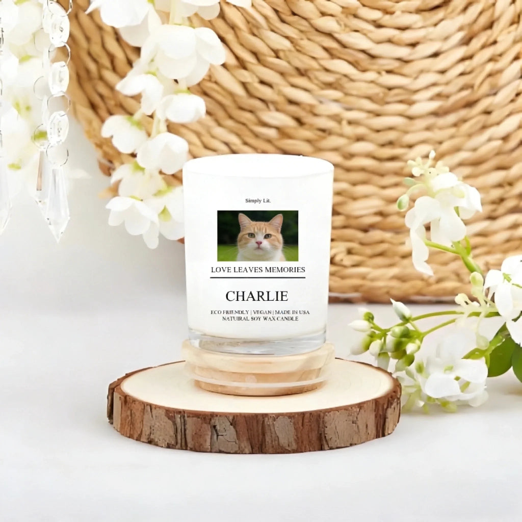 Scented Candle Ceramic no lid Custom Cat Portrait Memorial Candle Comforting Candlelight Glow