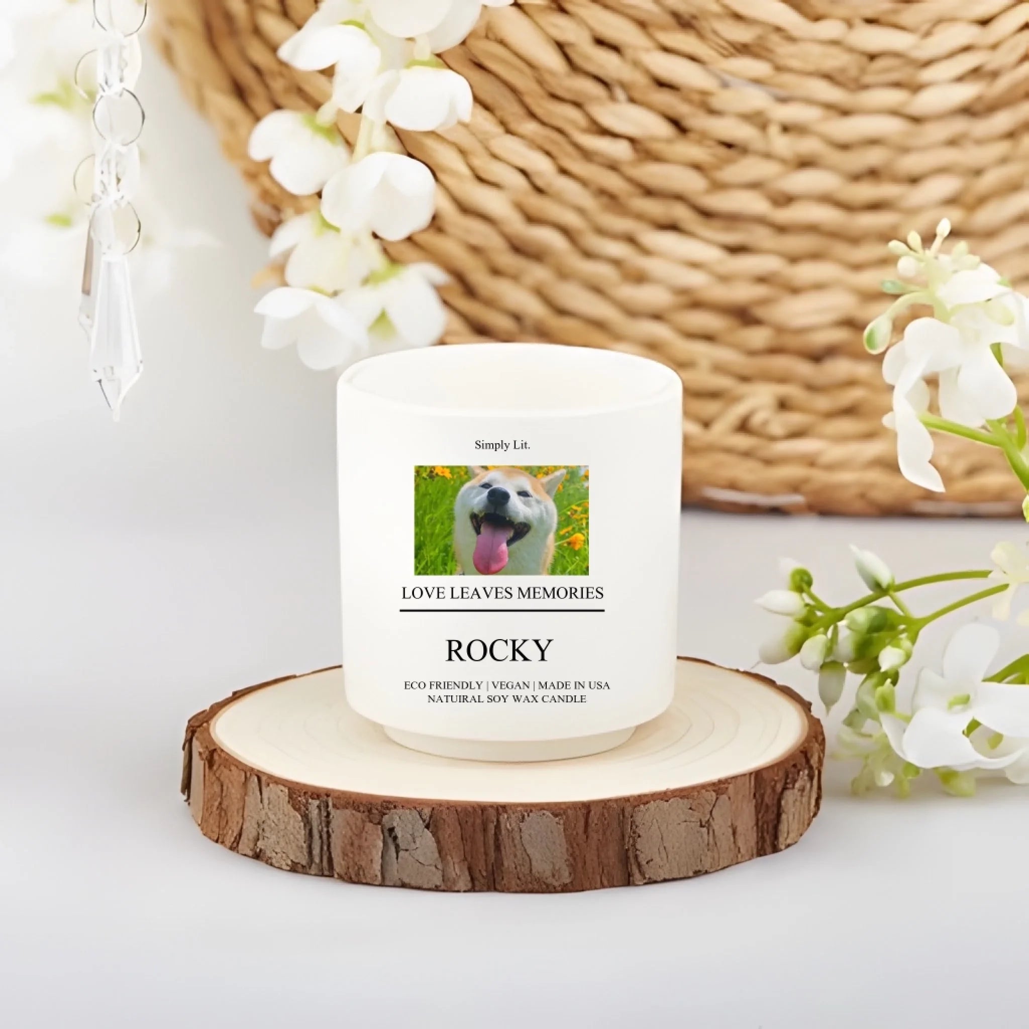 Scented Candle Ceramic no lid Personalized Photo Memorial Candle Comforting Candlelight Glow