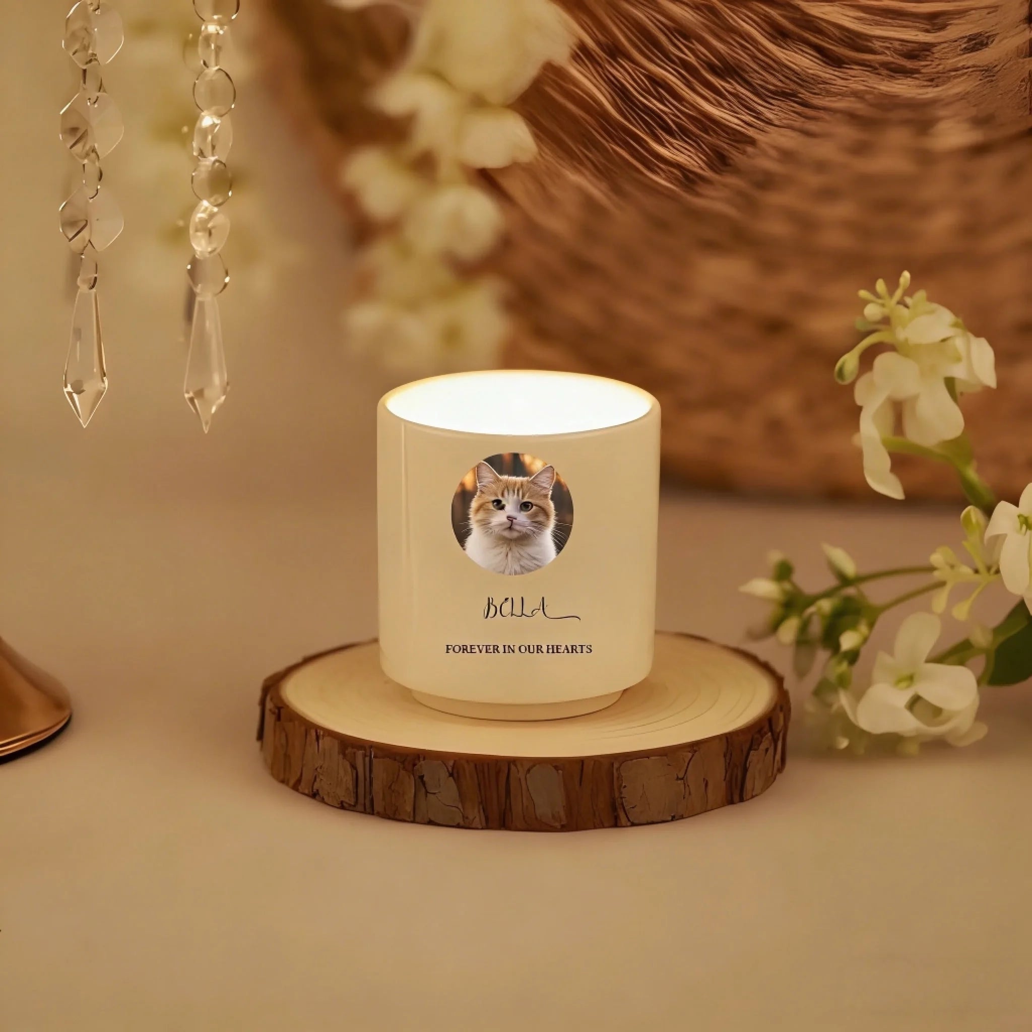 Soy Wax Memorial Candle Personalized Cat Photo Cat Gifts for Quiet Evening Comfort Scented Candle Ceramic no lid