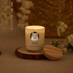 Scented Candle Ceramic no lid Soy Wax Memorial Candle Personalized Cat Photo Printed Glass Jar and Engraved Lid