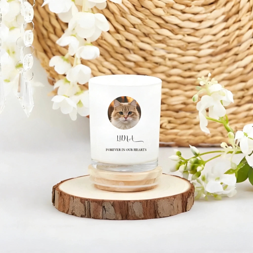 Scented Candle Ceramic no lid Personalized Cat Photo Soy Wax Memorial Candle Cat Gifts for Quiet Evening Comfort