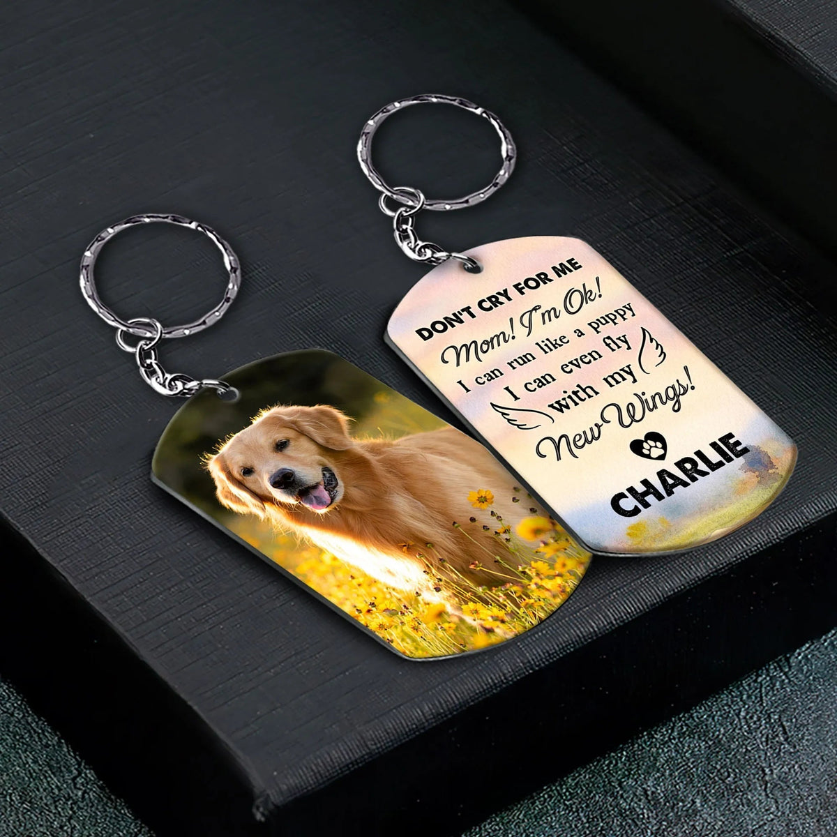 personalized photo or name loss of dog gift keychain everyday keepsake main view