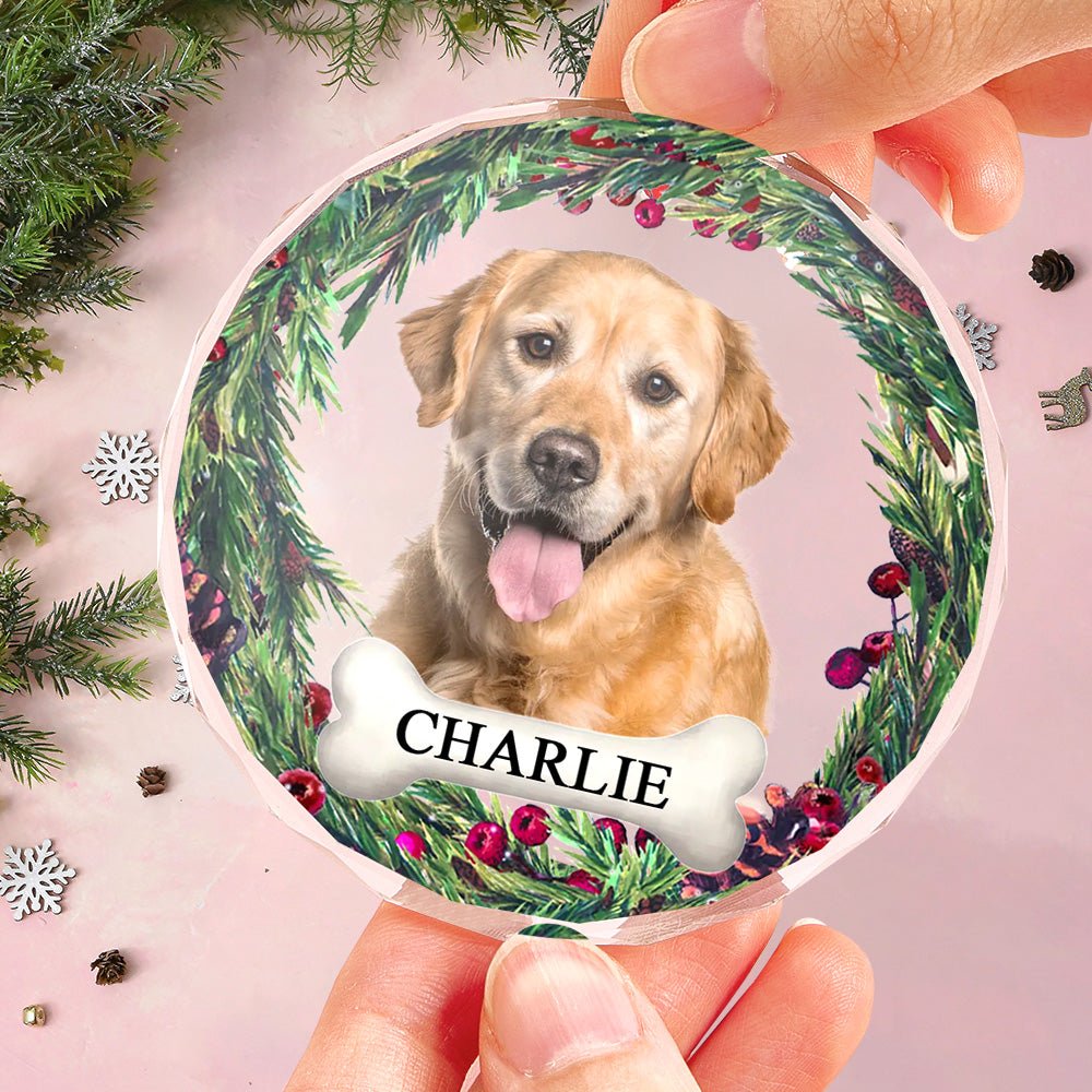 Personalized Pet Photo & Name Christmas Tree Glass Ornament – Custom Holiday Decoration - DiyGiftly