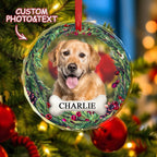 Personalized Pet Photo & Name Christmas Tree Glass Ornament – Custom Holiday Decoration - DiyGiftly