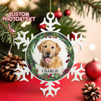 Personalized Pet Photo & Name Snowflake Christmas Ornament – Custom Stainless Steel Holiday Decor - DiyGiftly