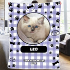 Personalized Pet Photo Paw Print Soft Throw Blanket – Custom Name & Text Home Decor, Perfect Birthday or Memorial Gift for Pet Owners, Lovers, and Families – A Heartfelt Keepsake for Your Beloved Pet 1109065 - DiyGiftly