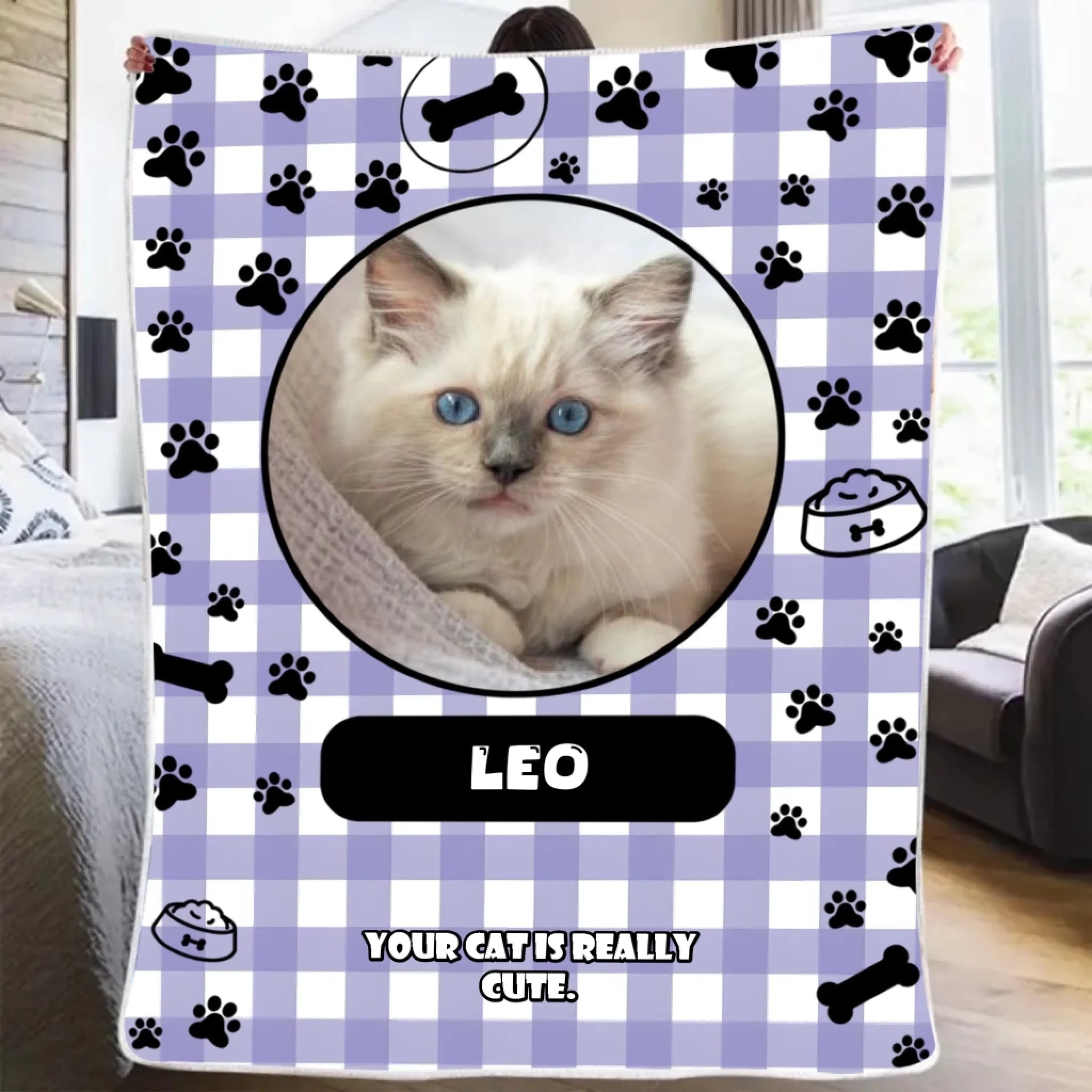 Personalized Pet Photo Paw Print Soft Throw Blanket – Custom Name & Text Home Decor, Perfect Birthday or Memorial Gift for Pet Owners, Lovers, and Families – A Heartfelt Keepsake for Your Beloved Pet 1109065 - DiyGiftly
