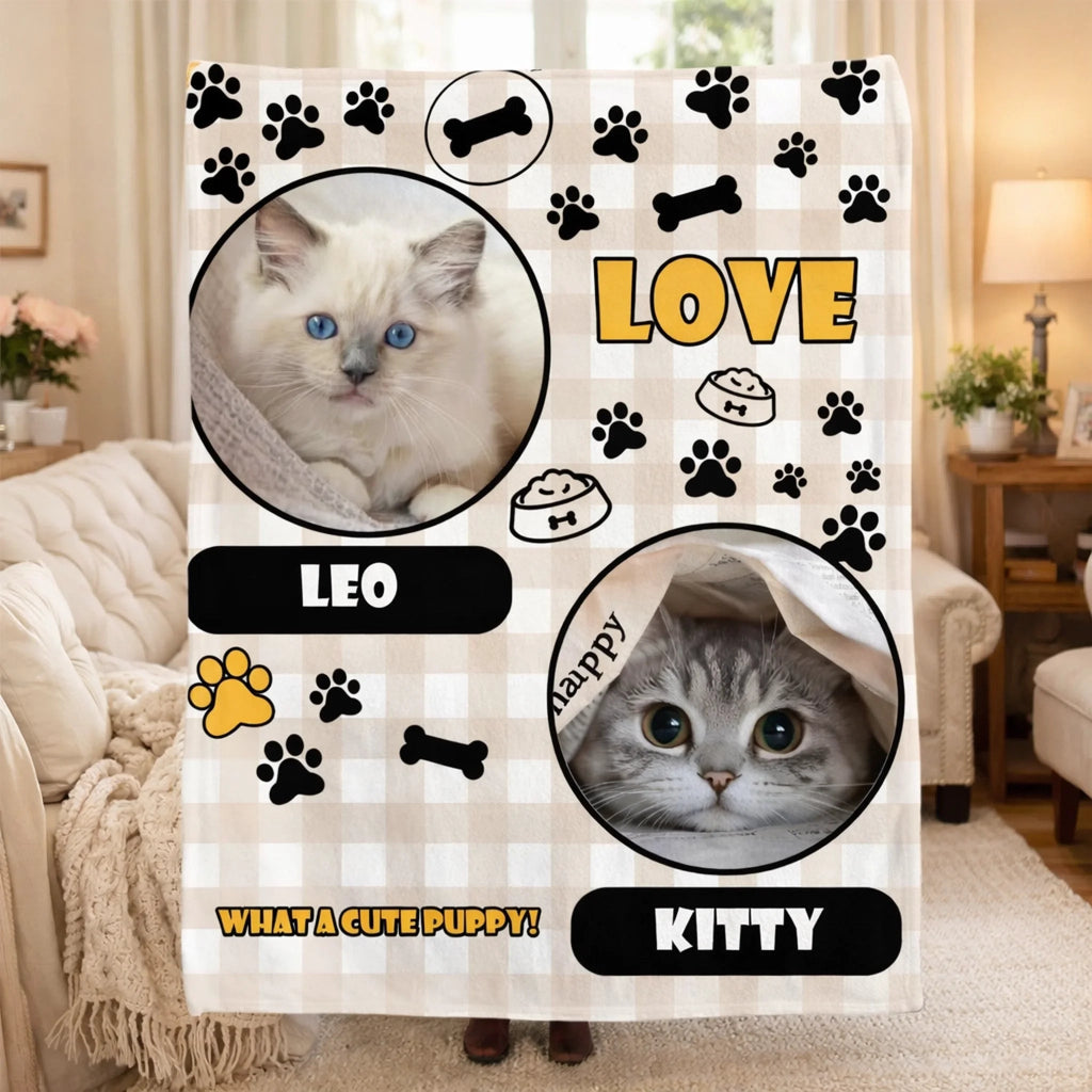 Personalized Pet Photo Paw Print Soft Throw Blanket – Custom Name & Text Home Decor, Perfect Birthday or Memorial Gift for Pet Owners, Lovers, and Families – A Heartfelt Keepsake for Your Beloved Pet 1109065 - DiyGiftly
