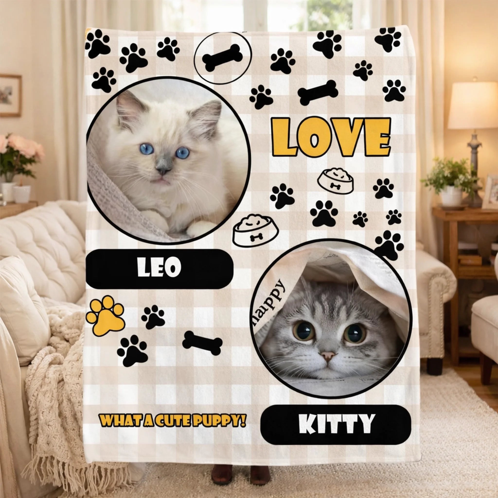Personalized Pet Photo Paw Print Soft Throw Blanket – Custom Name & Text Home Decor, Perfect Birthday or Memorial Gift for Pet Owners, Lovers, and Families – A Heartfelt Keepsake for Your Beloved Pet 1109065 - DiyGiftly