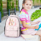 Personalized Peter Rabbit Coquette Bow Flower Initial Large Capacity School Backpack with Name Daily Travel Back to School Birthday Gift for Kids 26181632 - DiyGiftly