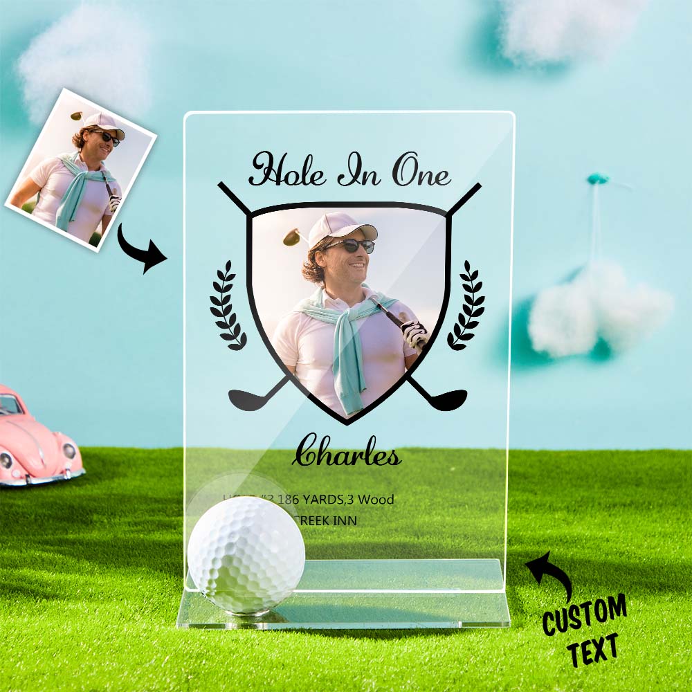 Personalized Photo Acrylic Golf Plaque (Without Golf Ball) - Custom Golf Ball Display Award Trophy Gifts for Golf Lover - DiyGiftly