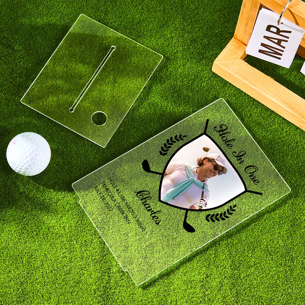 Personalized Photo Acrylic Golf Plaque (Without Golf Ball) - Custom Golf Ball Display Award Trophy Gifts for Golf Lover - DiyGiftly