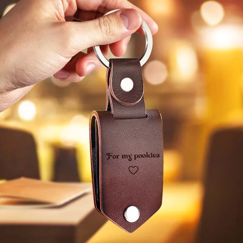Personalized Photo and Calendar PU Leather Keychain with Custom Text Valentines Gifts for Him - DiyGiftly