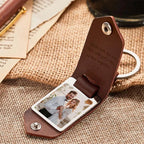 Personalized Photo and Calendar PU Leather Keychain with Custom Text Valentines Gifts for Him - DiyGiftly