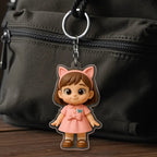 Cartoon Style Figure Acrylic Keychain Bag Charm Unique Keepsake Girlfriend Anniversary Birthday Gift Product for