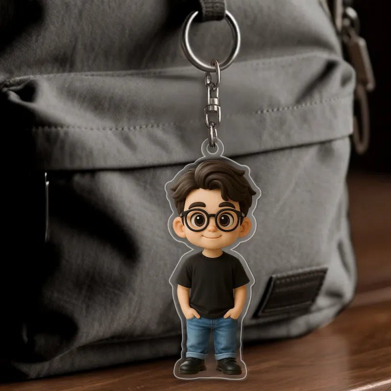 Cartoon Style Figure Acrylic Keychain Bag Charm Unique Keepsake Girlfriend Anniversary Birthday Gift Product for