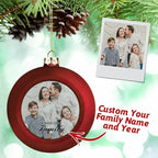 Personalized Photo & Family Name Christmas Ball Ornament – Custom Year Holiday Tree Decoration - DiyGiftly