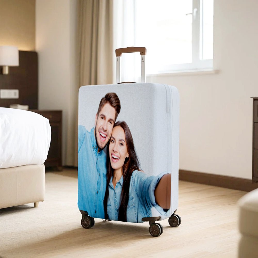 Personalized Photo Luggage Cover – Custom Travel Accessories - DiyGiftly