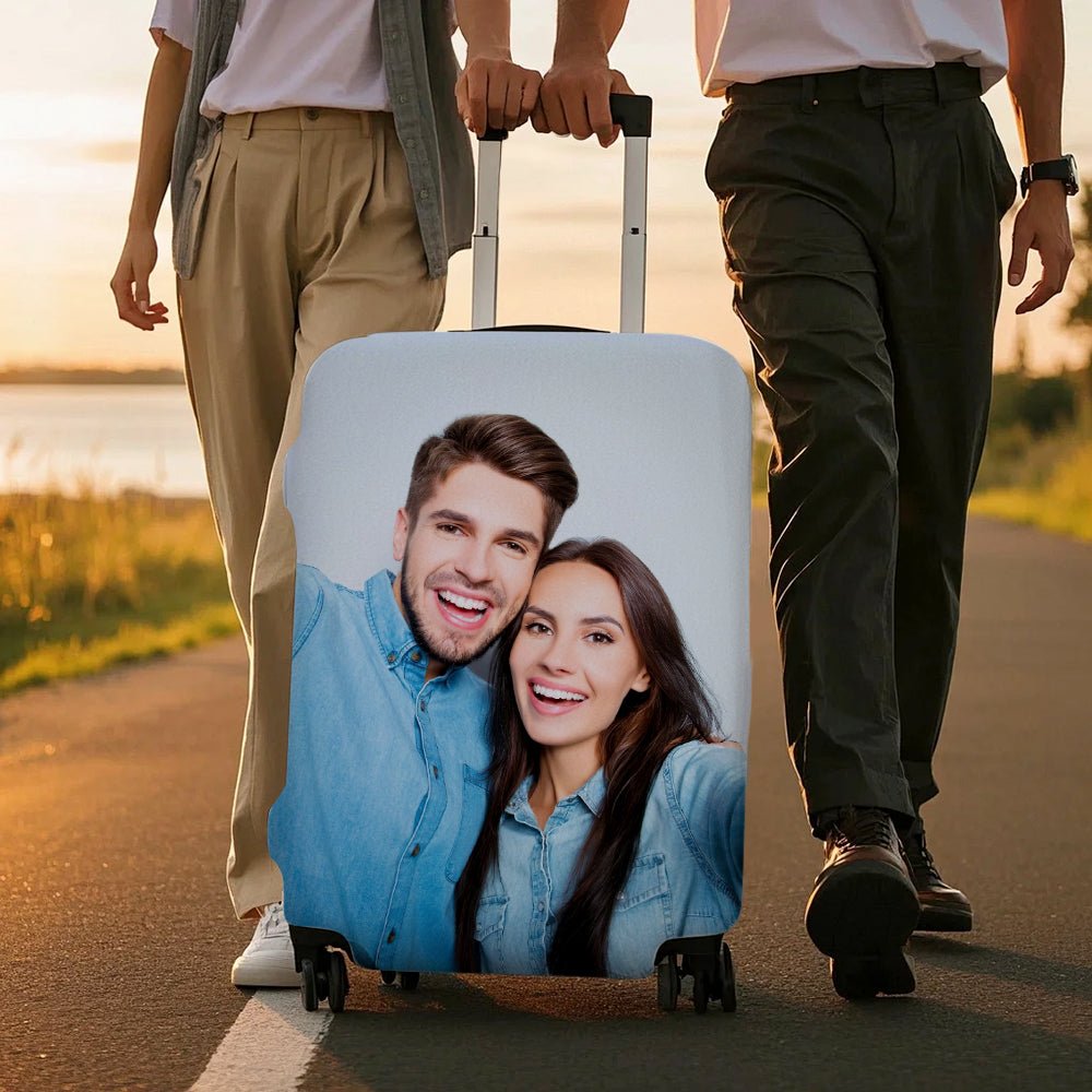Personalized Photo Luggage Cover – Custom Travel Accessories - DiyGiftly