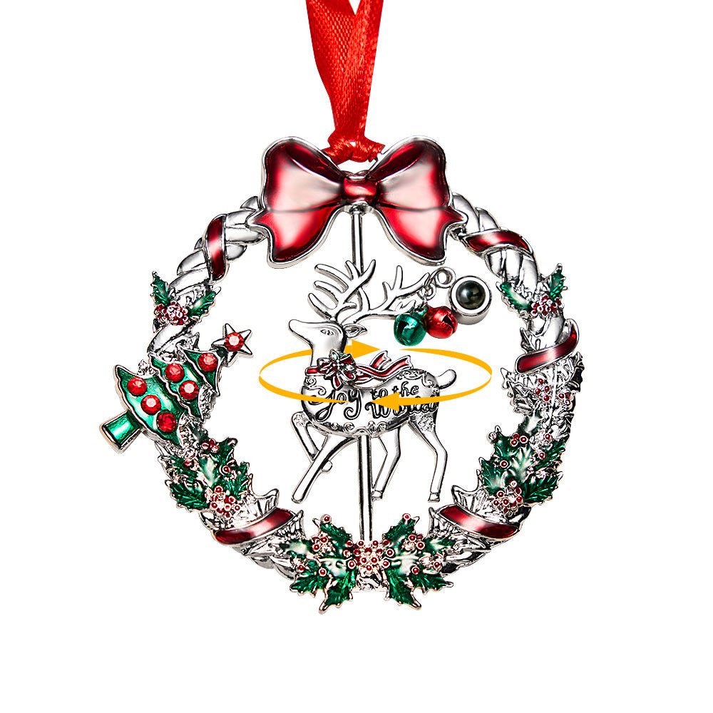 Personalized Photo Projection Ornaments Rotating Elk Shape Christmas Gifts - DiyGiftly