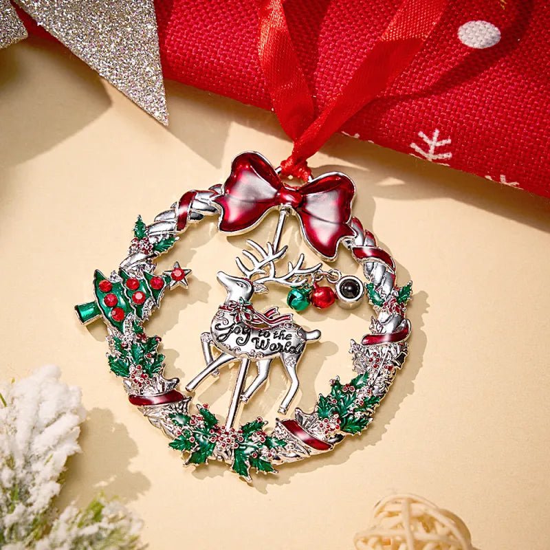 Personalized Photo Projection Ornaments Rotating Elk Shape Christmas Gifts - DiyGiftly
