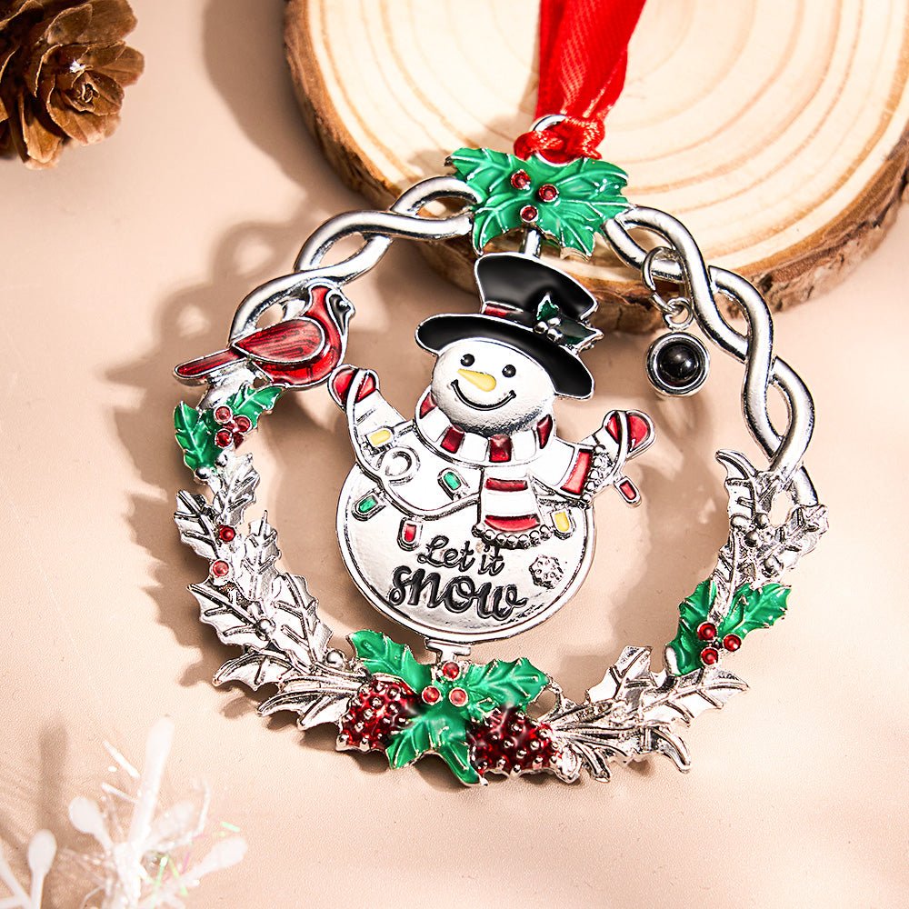 Personalized Photo Snowman Projection Ornament – 2025 Christmas Tree Hanging Decoration - DiyGiftly