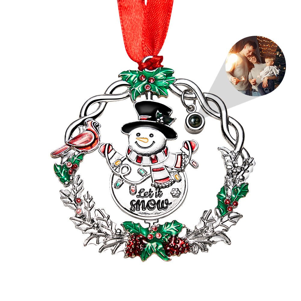 Personalized Photo Snowman Projection Ornament – 2025 Christmas Tree Hanging Decoration - DiyGiftly