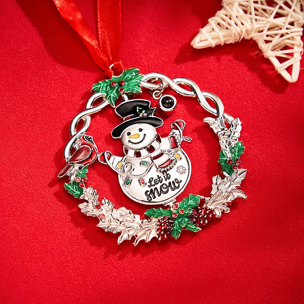 Personalized Photo Snowman Projection Ornament – 2025 Christmas Tree Hanging Decoration - DiyGiftly
