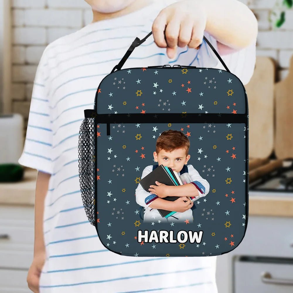 Personalized Photo Star Cloud Fantasy Unicorn Insulated Lunch Bag with Name and Portable Pocket Back to School Picnic Birthday Gift for Kids 27682304 - DiyGiftly