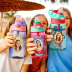 Personalized Princess Photo Frames 16 oz Water Bottle with Name Straw and Handle Back to School Birthday Holiday Gift for Girls 94685696 - DiyGiftly