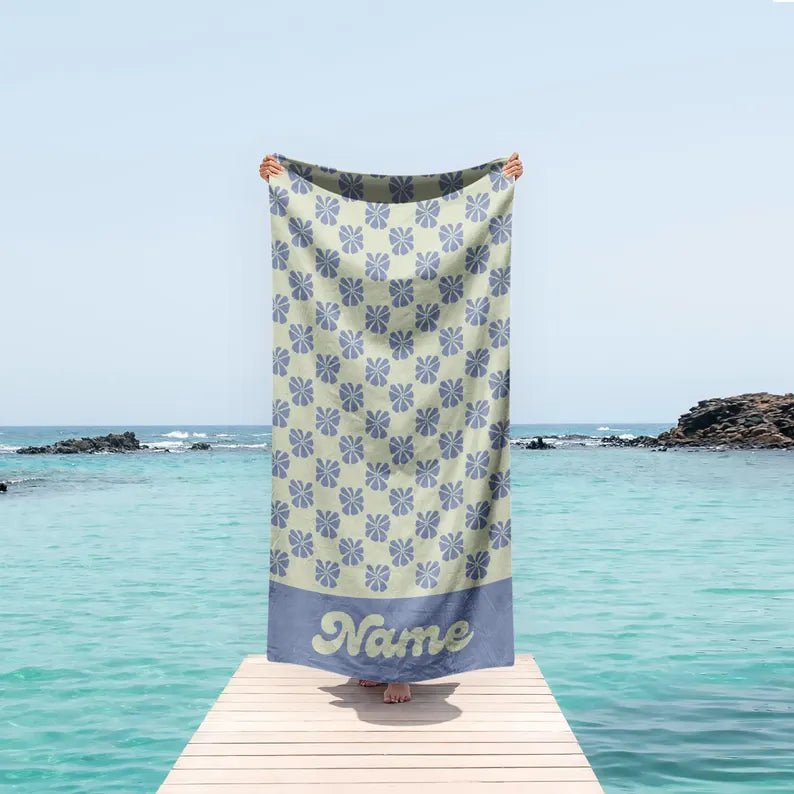 Personalized Retro Style Beach Towel with Name - Custom Pattern, Unique Birthday & Anniversary Gift, Summer Beach Accessory 77690880 - DiyGiftly