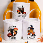 Personalized Reusable Pumpkin Trick or Treat Initial Name Bag with Handle Candy Party Supplies Halloween Gift for Kids 23982592 - DiyGiftly