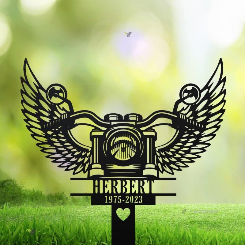 Personalized Rider Commemorative Metal Plaque with Wings – Custom Motorcycle Wall Decor for Biker, Garage, Man Cave, or Memorial Gift 48873984 - DiyGiftly