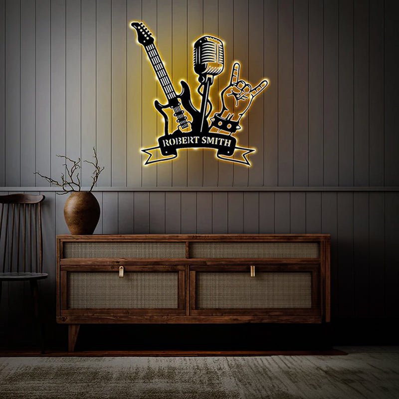 Personalized Rock Guitar Metal Wall Art – Custom Music Signs, Electric Guitar Wall Decor, Man Cave & Studio Decoration, Unique Gifts for Musicians 50987264 - DiyGiftly