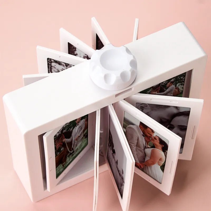 Personalized Rotating Photo Frame Carousel Custom Photo Desktop Photo Reel Flip & Spin Photo Box Valentines Gift Anniversary GIft - DiyGiftly