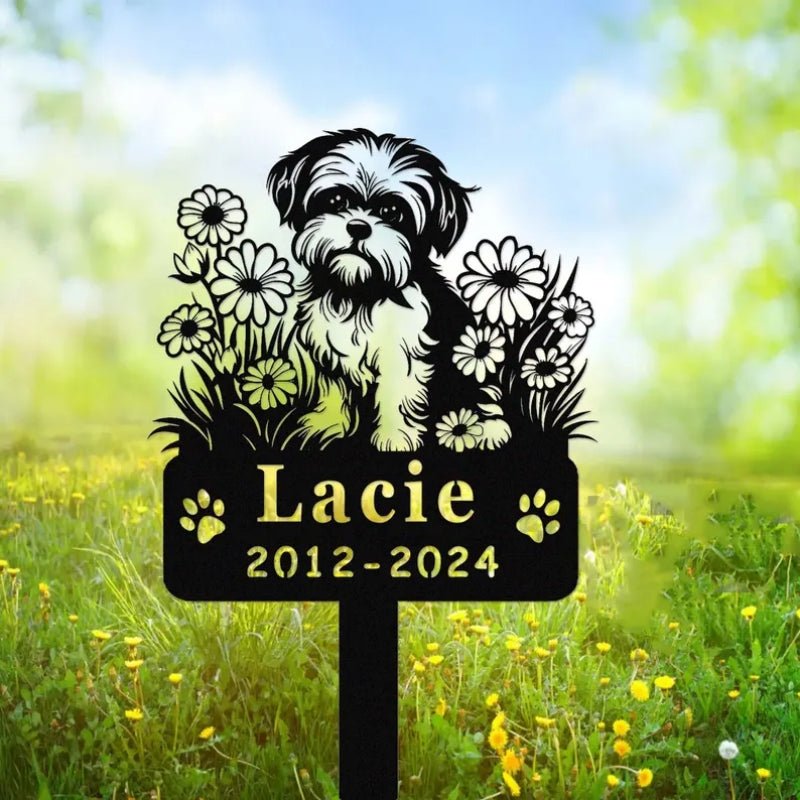 Personalized Shih Tzu Dog Memorial Post Custom Pet Grave Marker Outdoor Garden Yard Decoration 70665728 - DiyGiftly