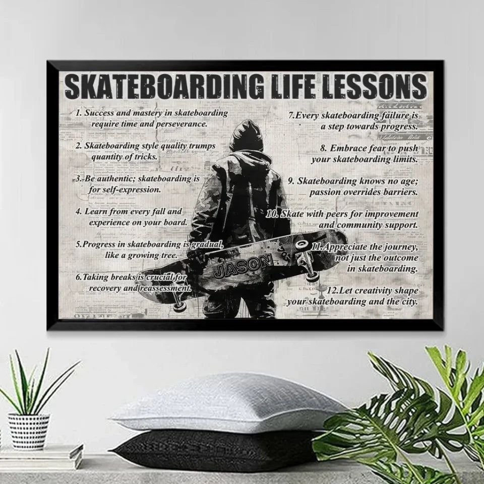 Personalized Skateboarding Life Lessons Poster - Gift For Skateboarding Lovers 745974 - 745975 - DiyGiftly