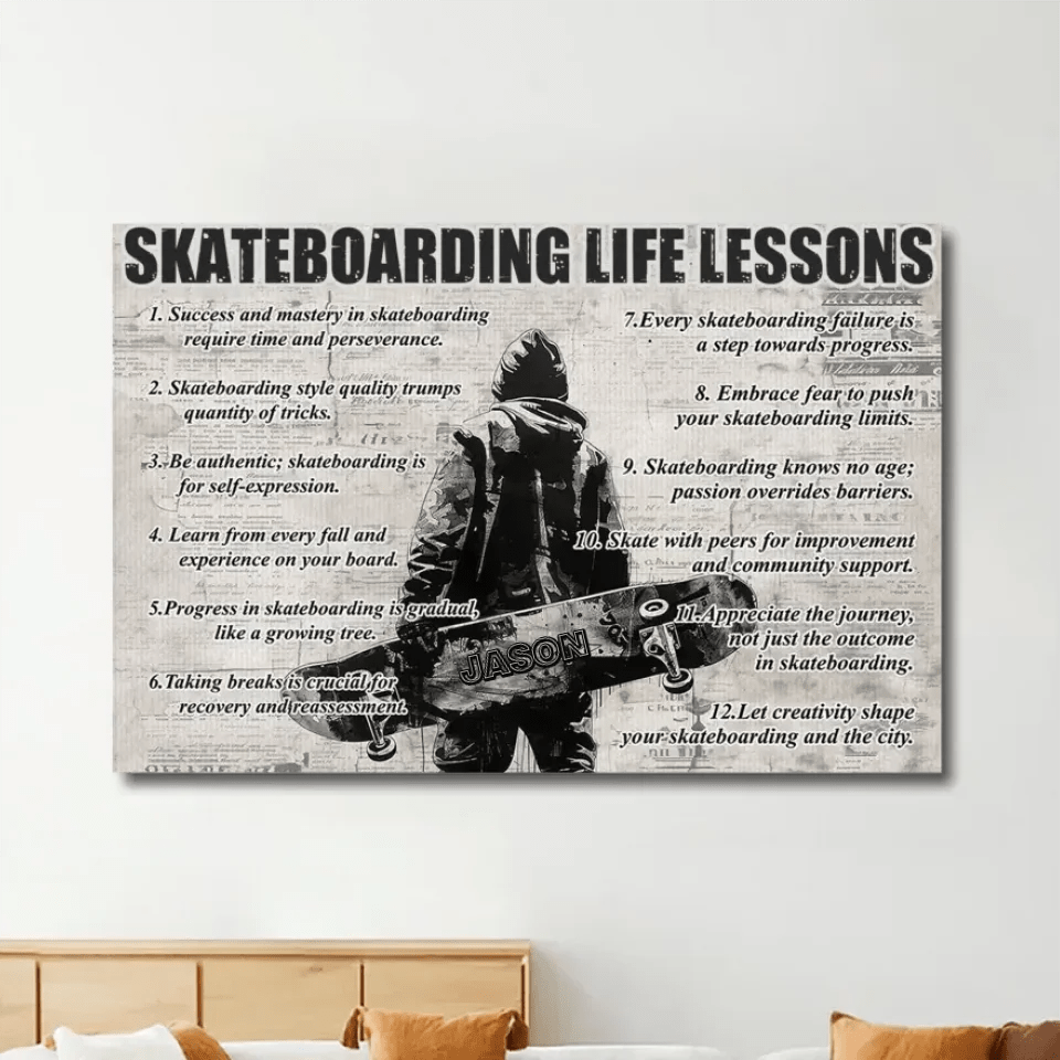 Personalized Skateboarding Life Lessons Poster - Gift For Skateboarding Lovers 745974 - 745975 - DiyGiftly