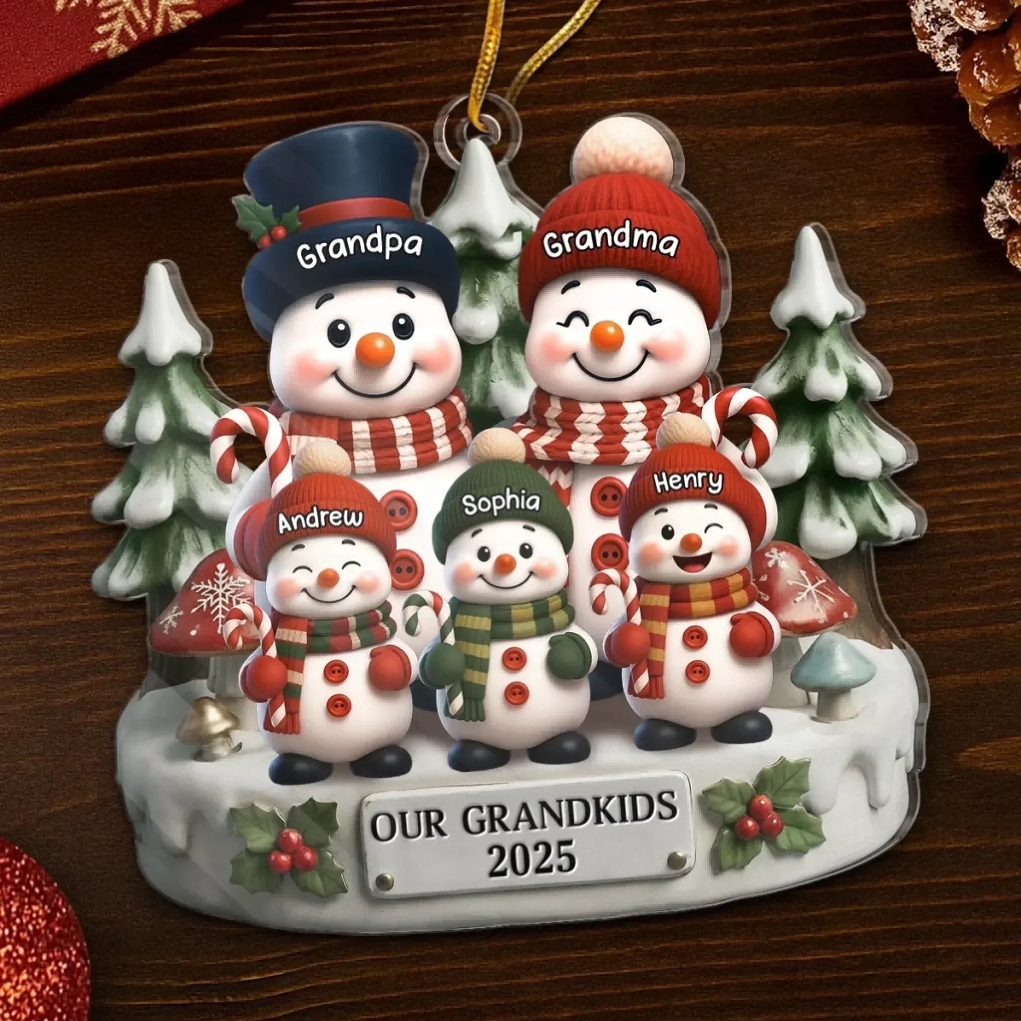 Personalized Snowman Acrylic Ornament – Christmas & Birthday Gift for Grandpa & Grandma – “Love Grows Where We Belong” 1045015 - DiyGiftly